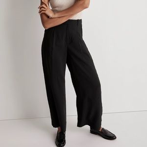 Madewell True Black The Harlow Wide-Leg Ankle Pant in Softdrape